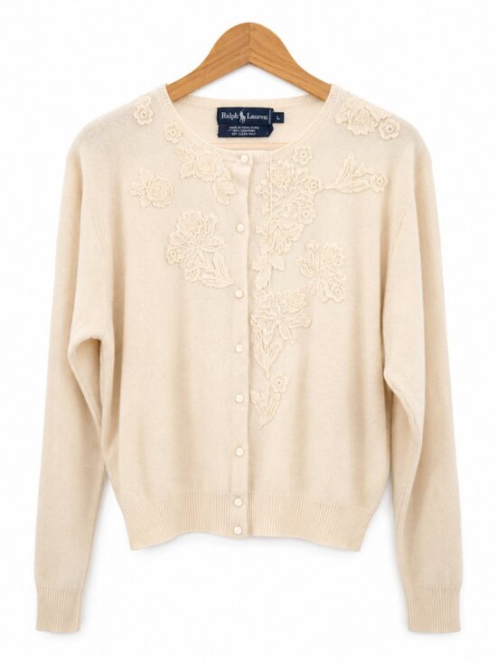 Ralph Lauren Sweaters - Vintage Ralph Lauren Blue Label Cashmere Silk Cardigan Sweater Women's Large NWT